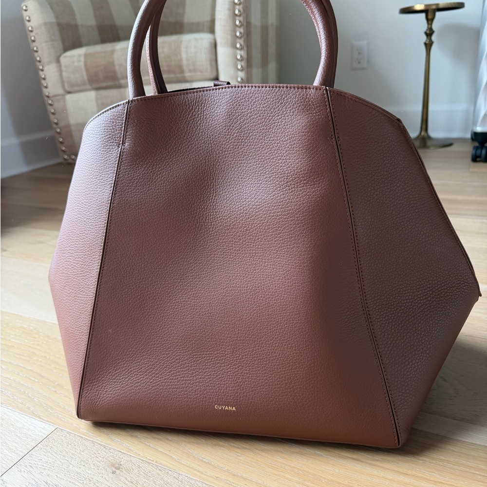 Cuyana Tan Leather forma Geometric Satchel - Picture 2 of 4